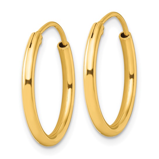 Gold Plated Sterling Silver Hoop Earrings, Classic Polished Round Lightweight Design, 20 mm