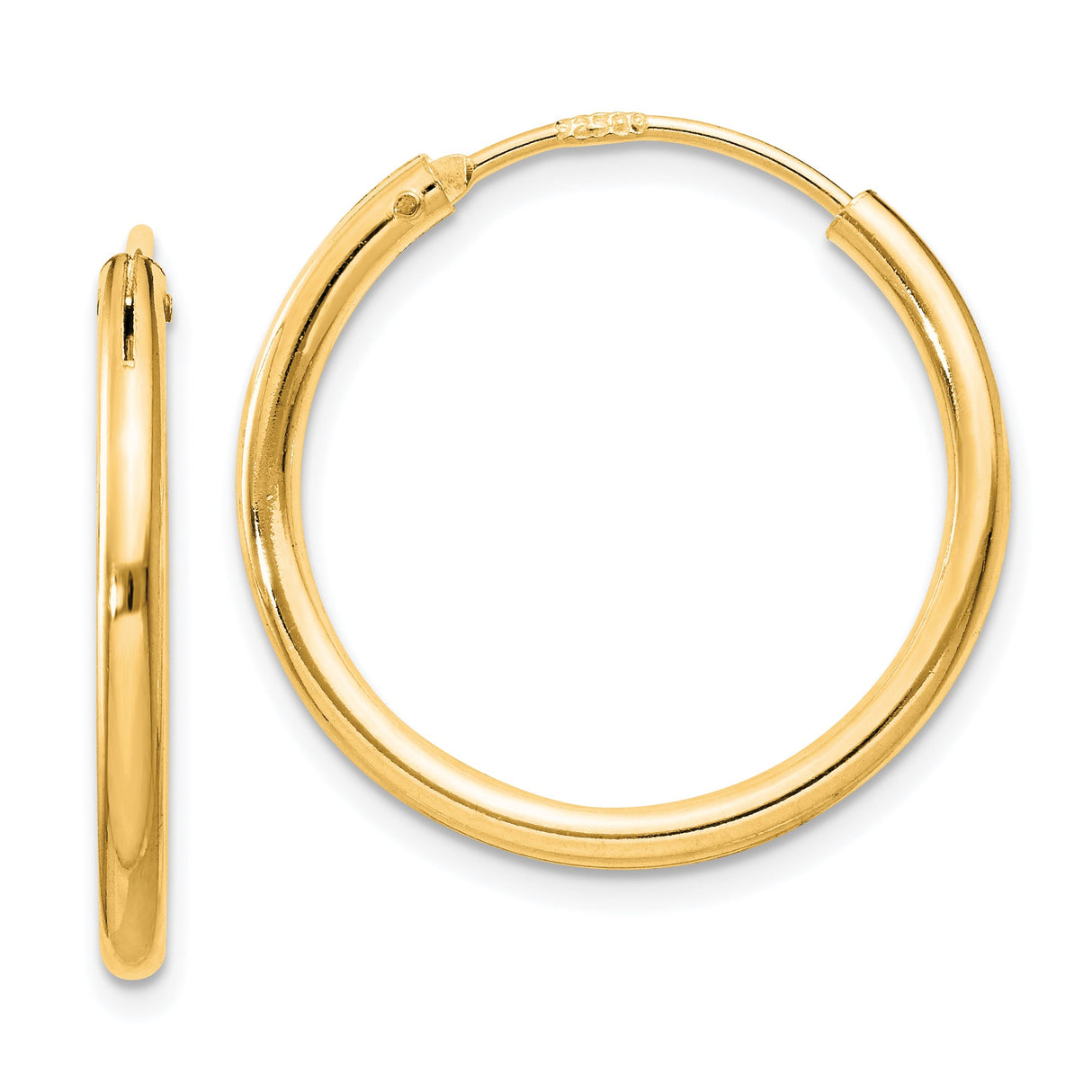 Sterling Silver Gold-Plated Hoop Earrings, Smooth Round Design with Hinged Closure, Classic Style