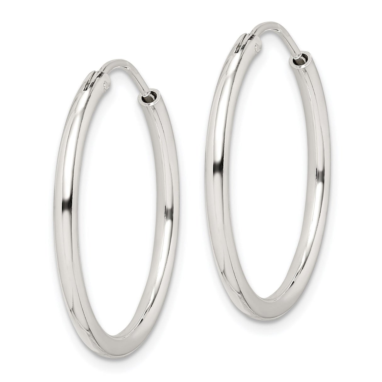 Sterling Silver Hoop Earrings, Polished Round Minimalist Style for Women