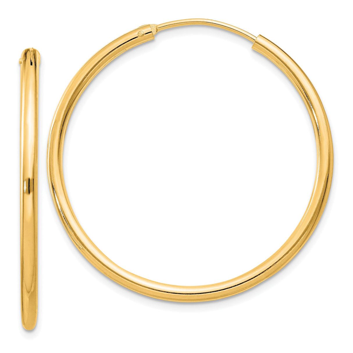 Sterling Silver Gold-Plated Hoop Earrings, Endless Round Design, Lightweight and Minimalist Style