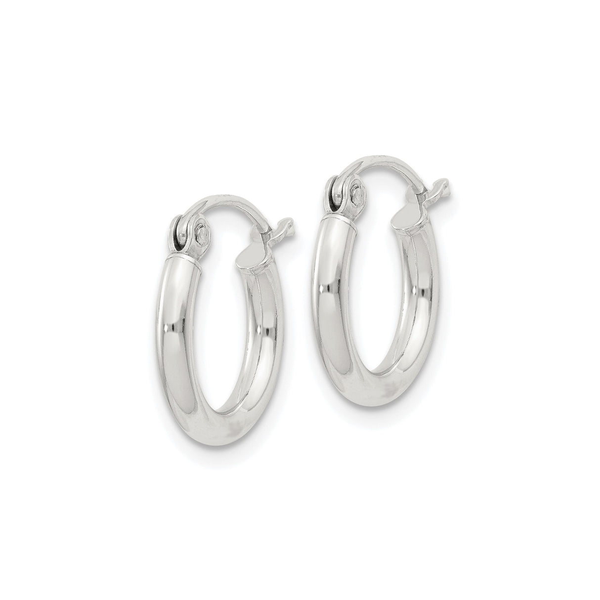 Sterling Silver Hoop Earrings, Classic Latch-Back Closure, Polished Round Minimalist Design