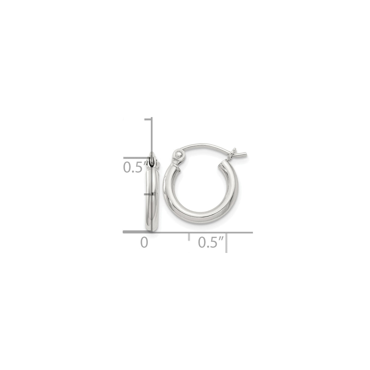 Sterling Silver Hoop Earrings, Classic Latch-Back Closure, Polished Round Minimalist Design
