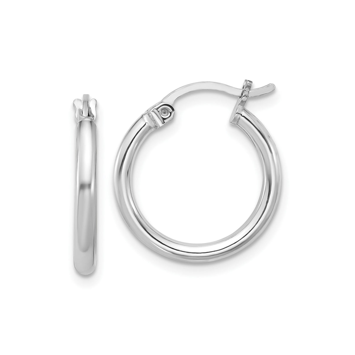 Sterling Silver Hoop Earrings, Classic Round Design with Latch Back Closure, Lightweight Style