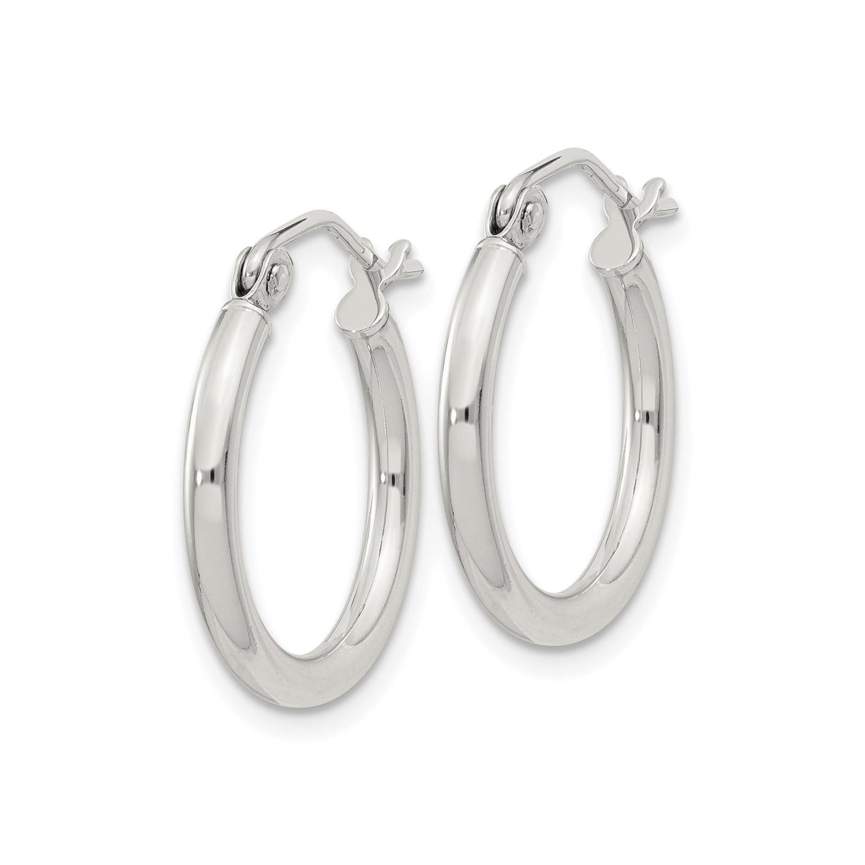 Sterling Silver Hoop Earrings, Classic Round Minimalist Design, Lightweight Polished Finish