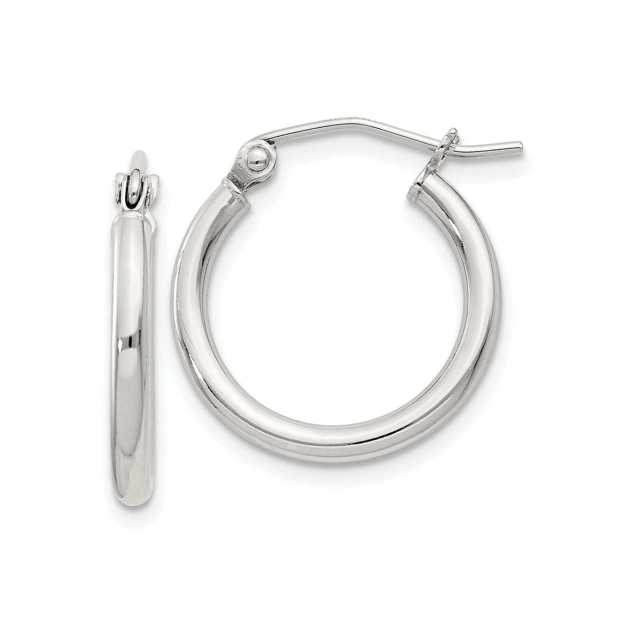 Sterling Silver Hoop Earrings, Classic Round Minimalist Design, Lightweight Polished Finish