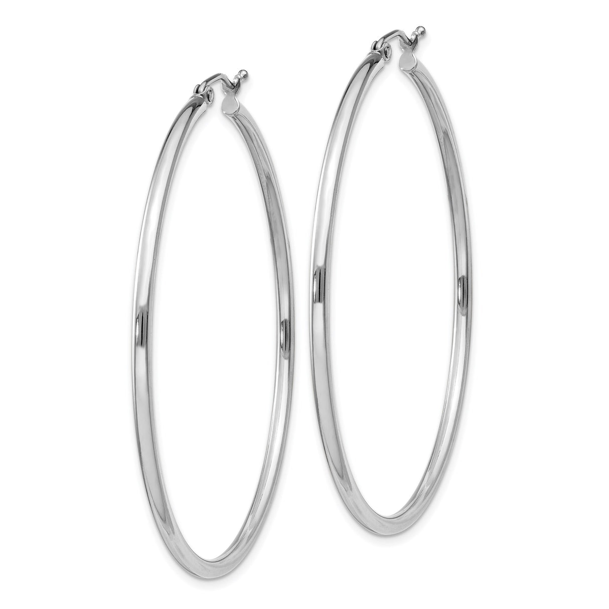 Sterling Silver Hoop Earrings, Large Round Tube Hoops with Polished Finish, Minimalist Design