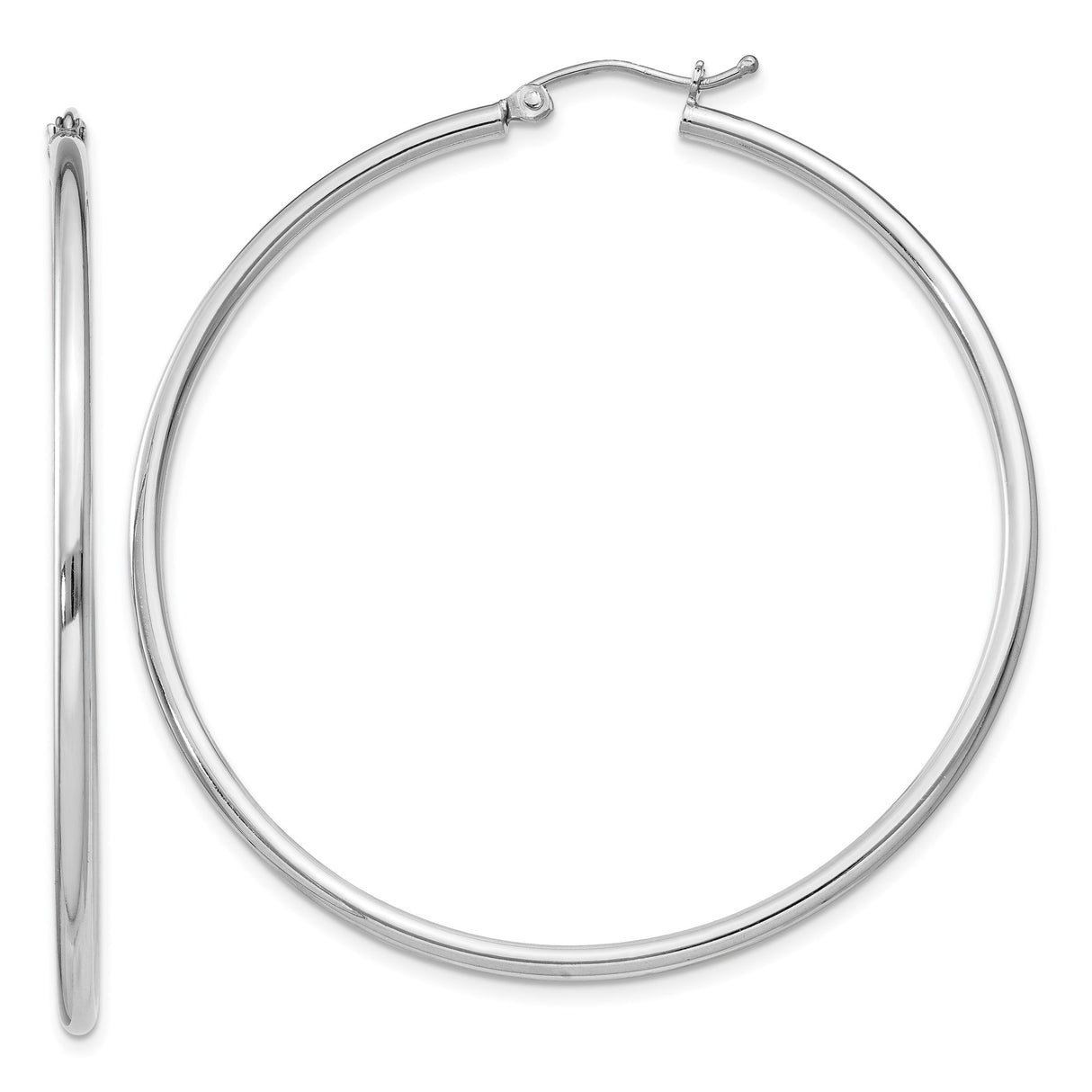 Sterling Silver Hoop Earrings, Large Round Tube Hoops with Polished Finish, Minimalist Design
