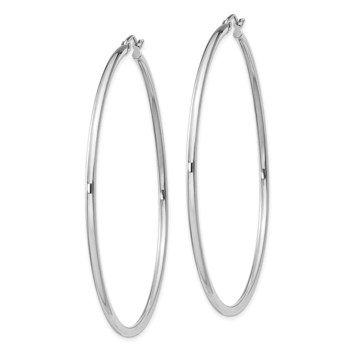 Sterling Silver Large Hoop Earrings with Polished Finish, Classic Round Tube Design for Women