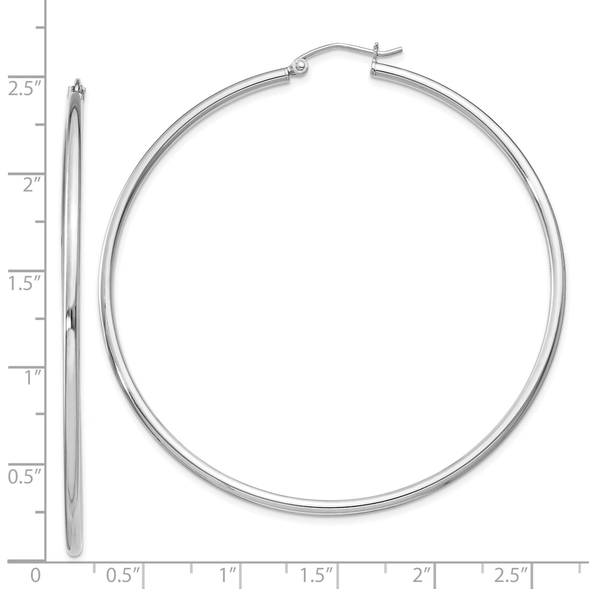 Sterling Silver Large Hoop Earrings with Polished Finish, Classic Round Tube Design for Women