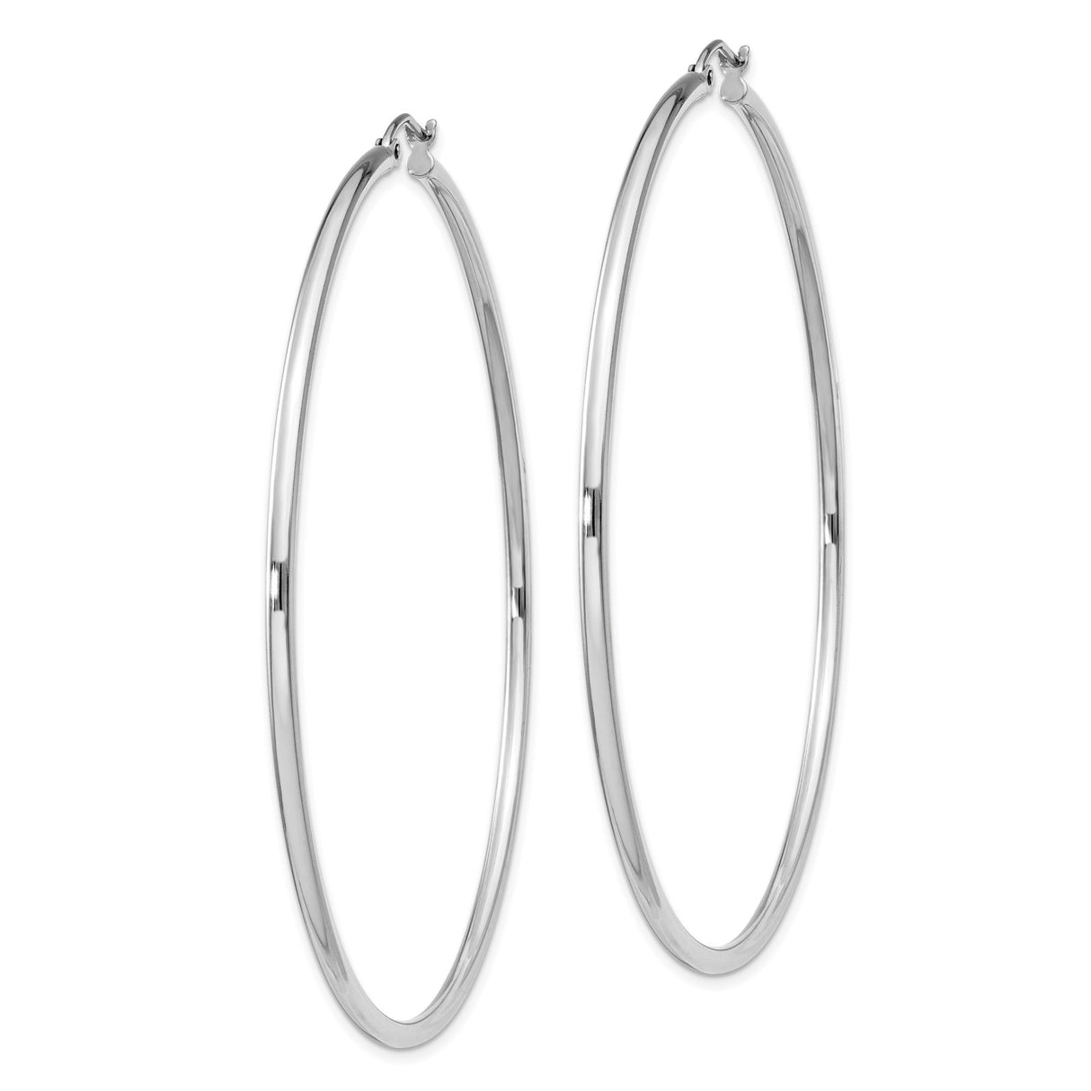 Sterling Silver Large Hoop Earrings, Lightweight Polished Round Design with Secure Clasp