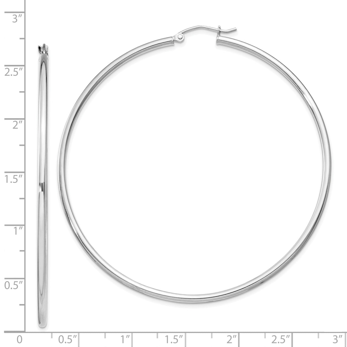 Sterling Silver Large Hoop Earrings, Lightweight Polished Round Design with Secure Clasp