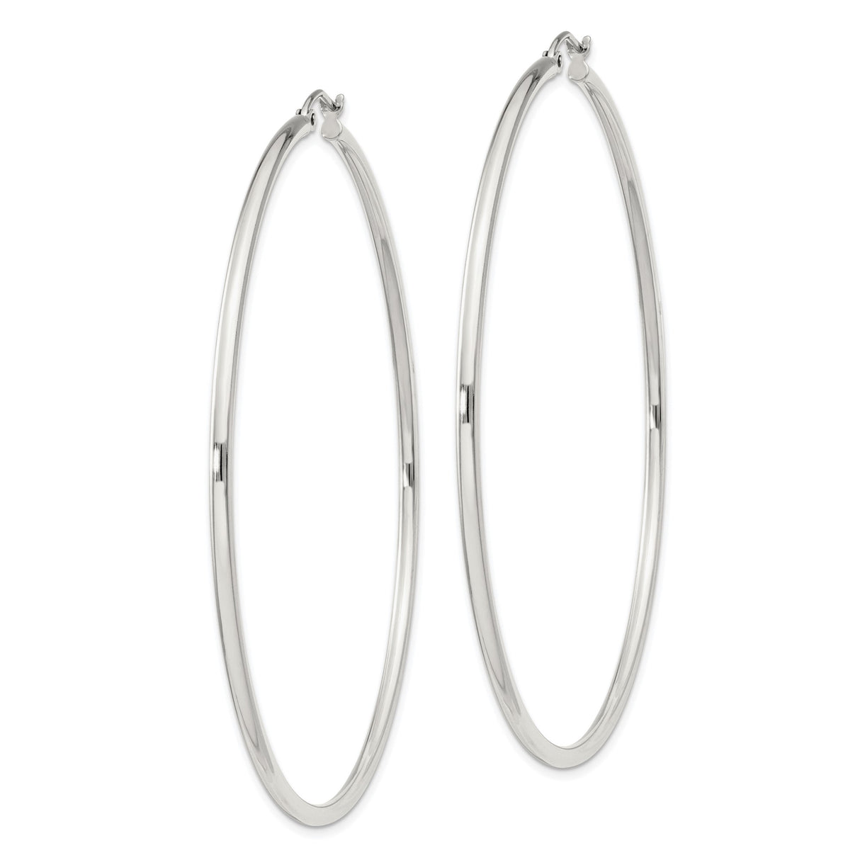 Sterling Silver Large Hoop Earrings, Lightweight Polished Minimalist Design for Women