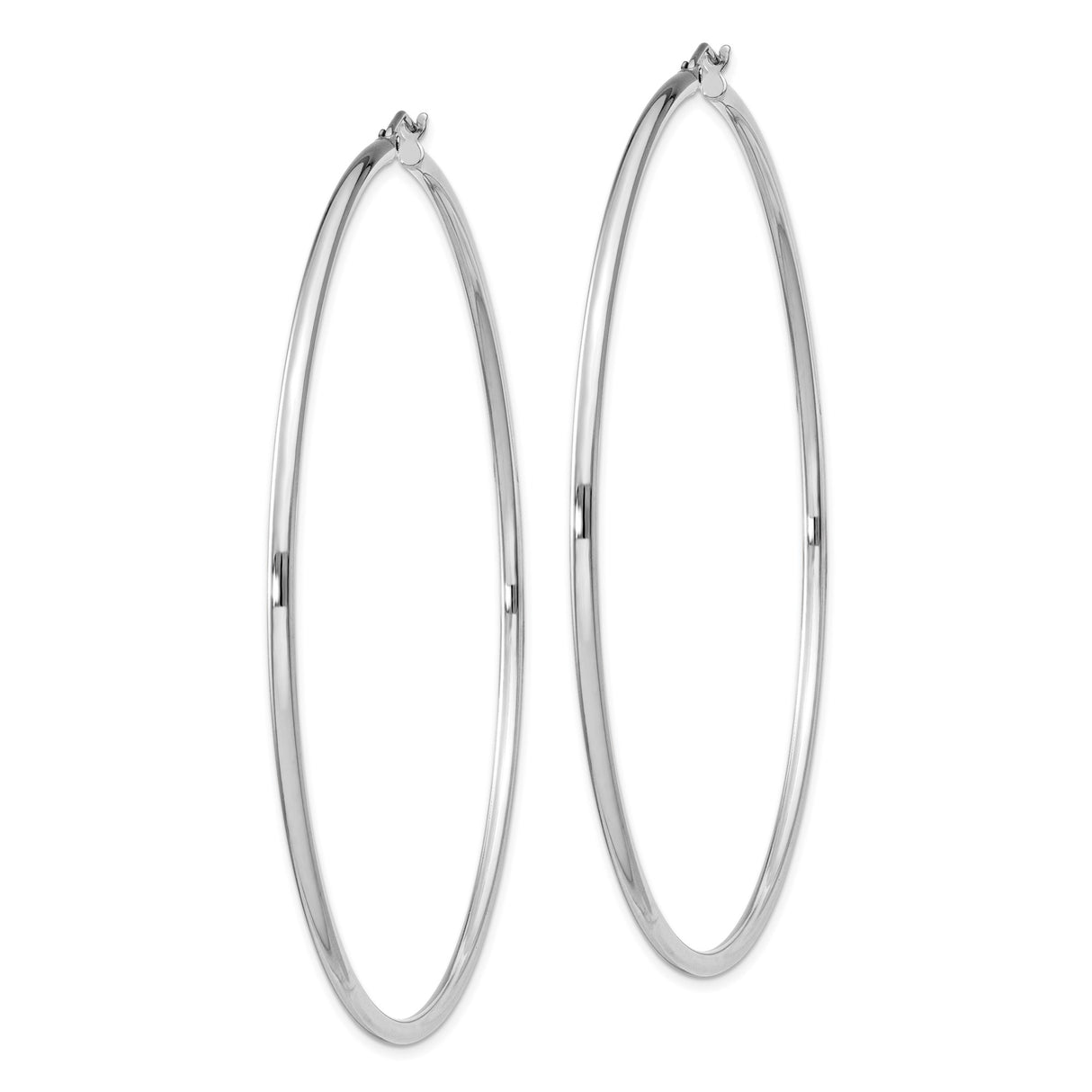 Sterling Silver Hoop Earrings, Large Lightweight Round Tube Design, Polished Finish for Women