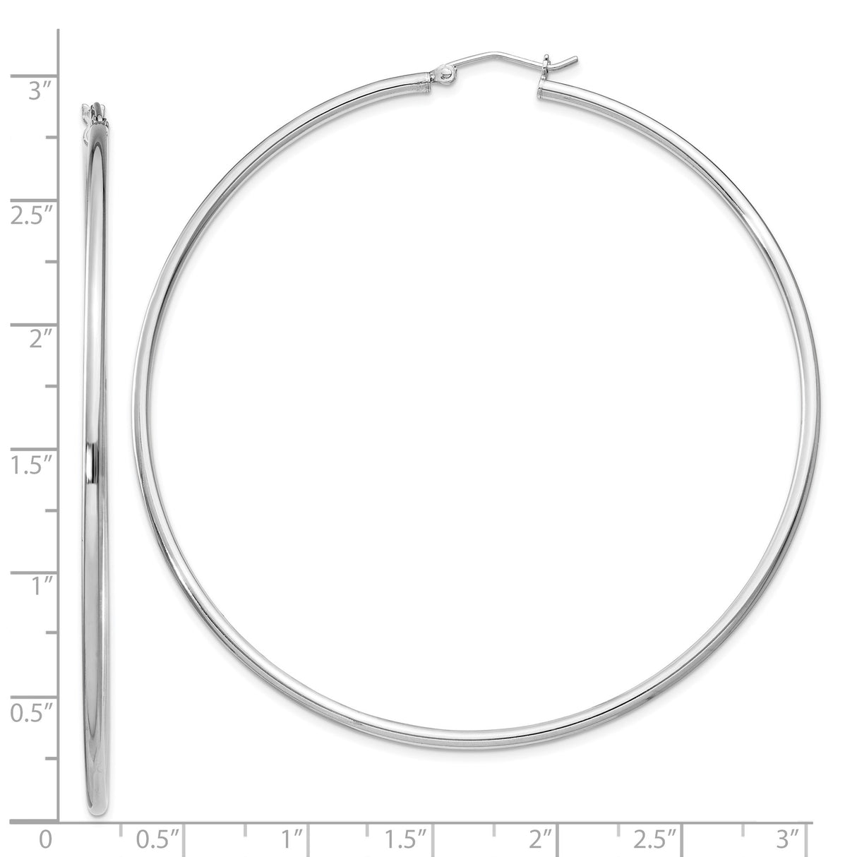 Sterling Silver Hoop Earrings, Large Lightweight Round Tube Design, Polished Finish for Women