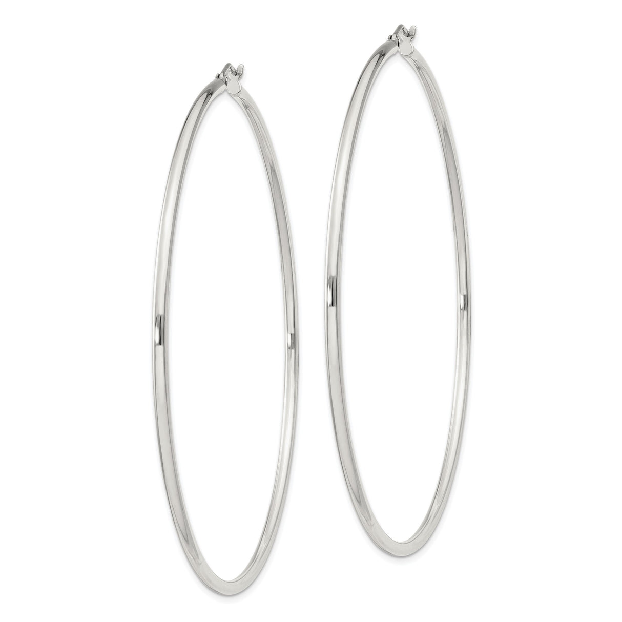 Sterling Silver Hoop Earrings, Large Round Lightweight Polished Hoops for Women
