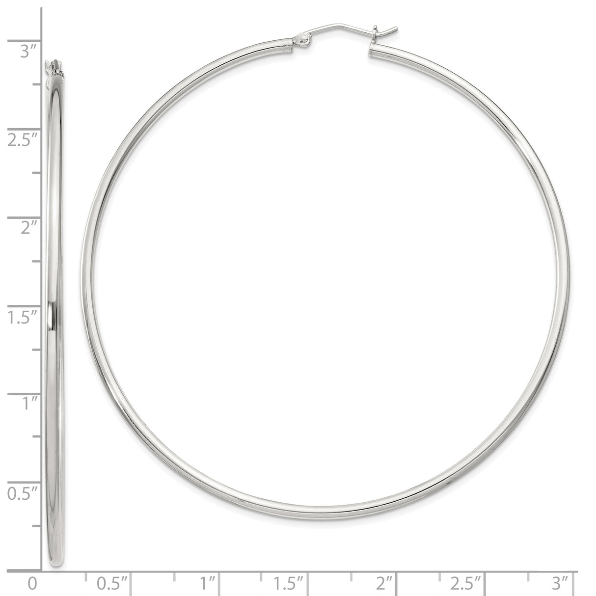 Sterling Silver Hoop Earrings, Large Round Lightweight Polished Hoops for Women