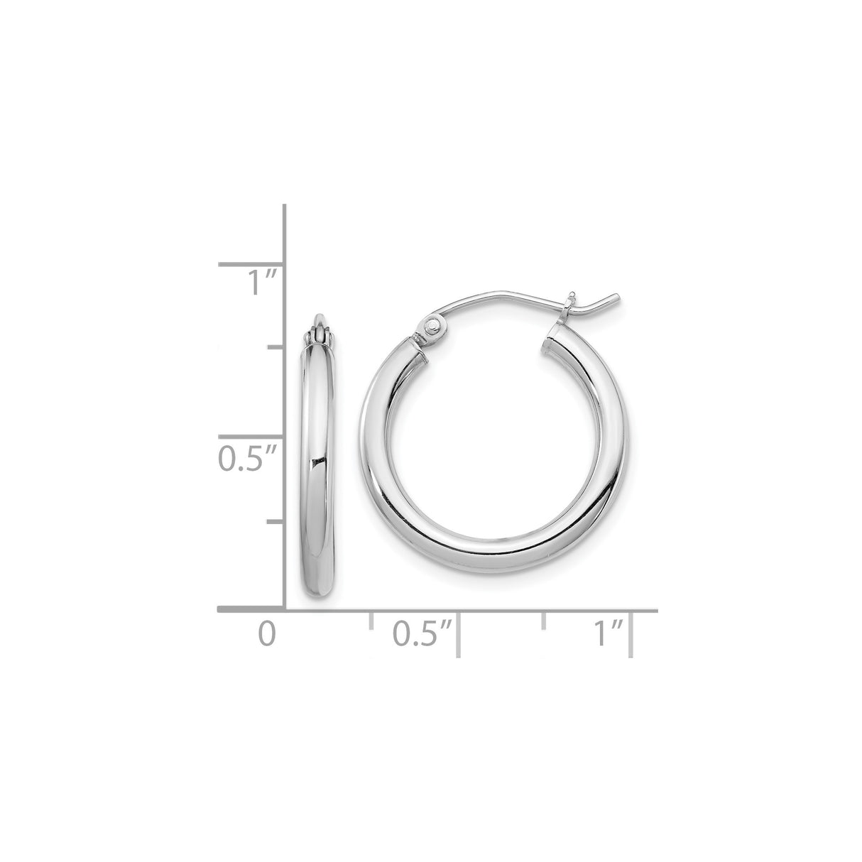 Sterling Silver Hoop Earrings, Classic Round Shape with Hinged Clasp and Smooth Finish