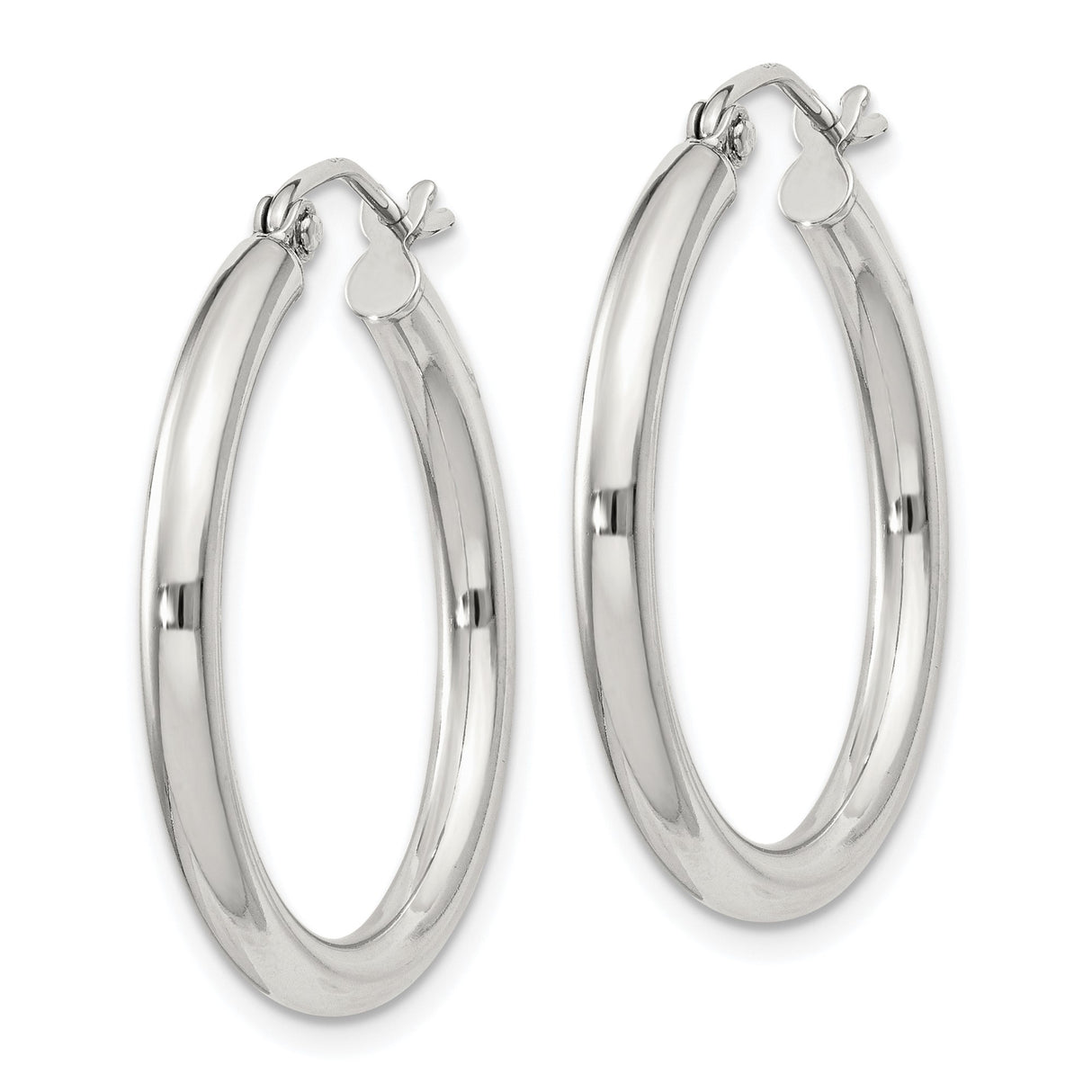 Sterling Silver Hoop Earrings with Latch Back Closure and Polished Finish, Lightweight Design