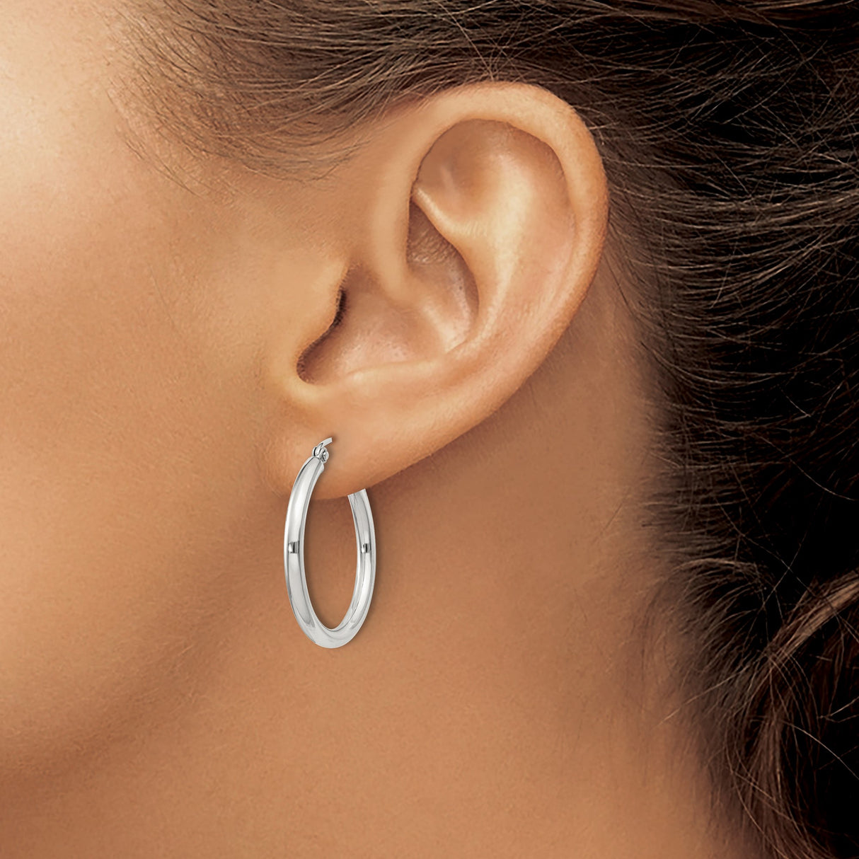 Sterling Silver Hoop Earrings with Latch Back Closure and Polished Finish, Lightweight Design