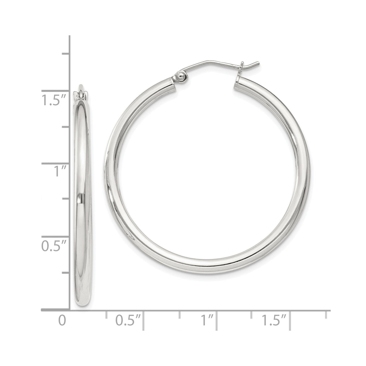 Sterling Silver Hoop Earrings, Classic Polished Round Design, Minimalist Style for Women