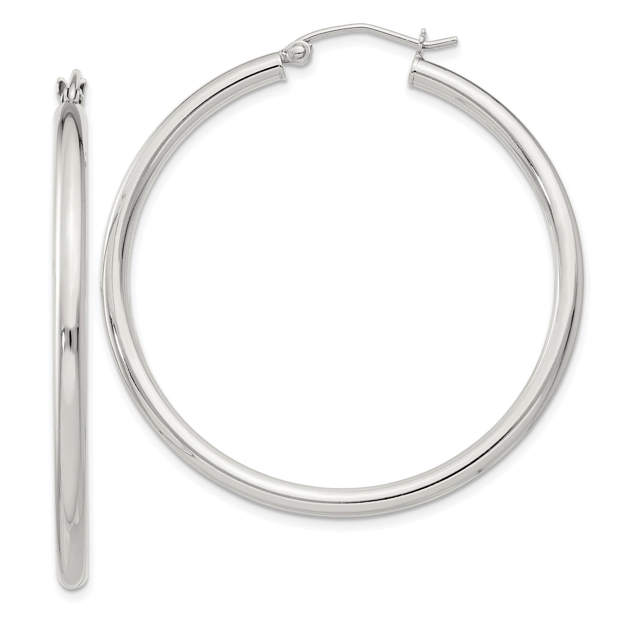 Sterling Silver Hoop Earrings, Lightweight Round Minimalist Design for Women