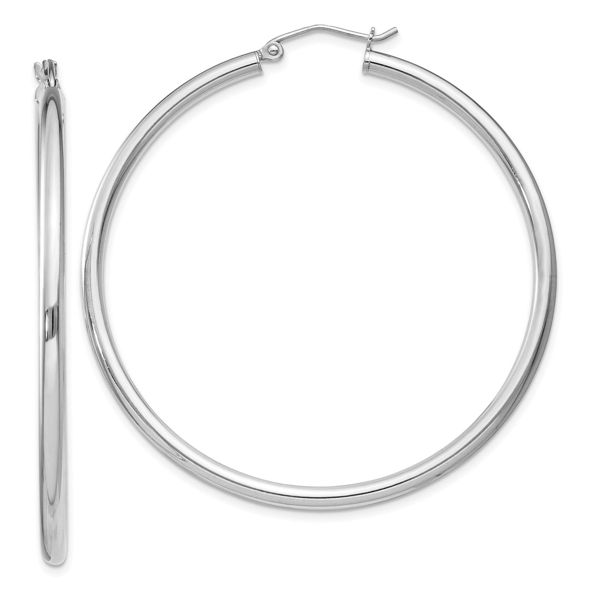 Sterling Silver Hoop Earrings, Large Polished Round Hoops, Modern Minimalist Tube Design