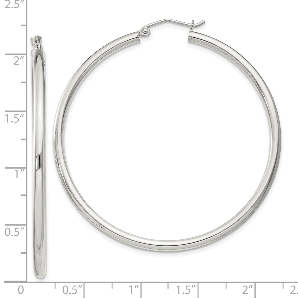 Sterling Silver Hoop Earrings, Classic Large Round Polished Lightweight Minimalist Design