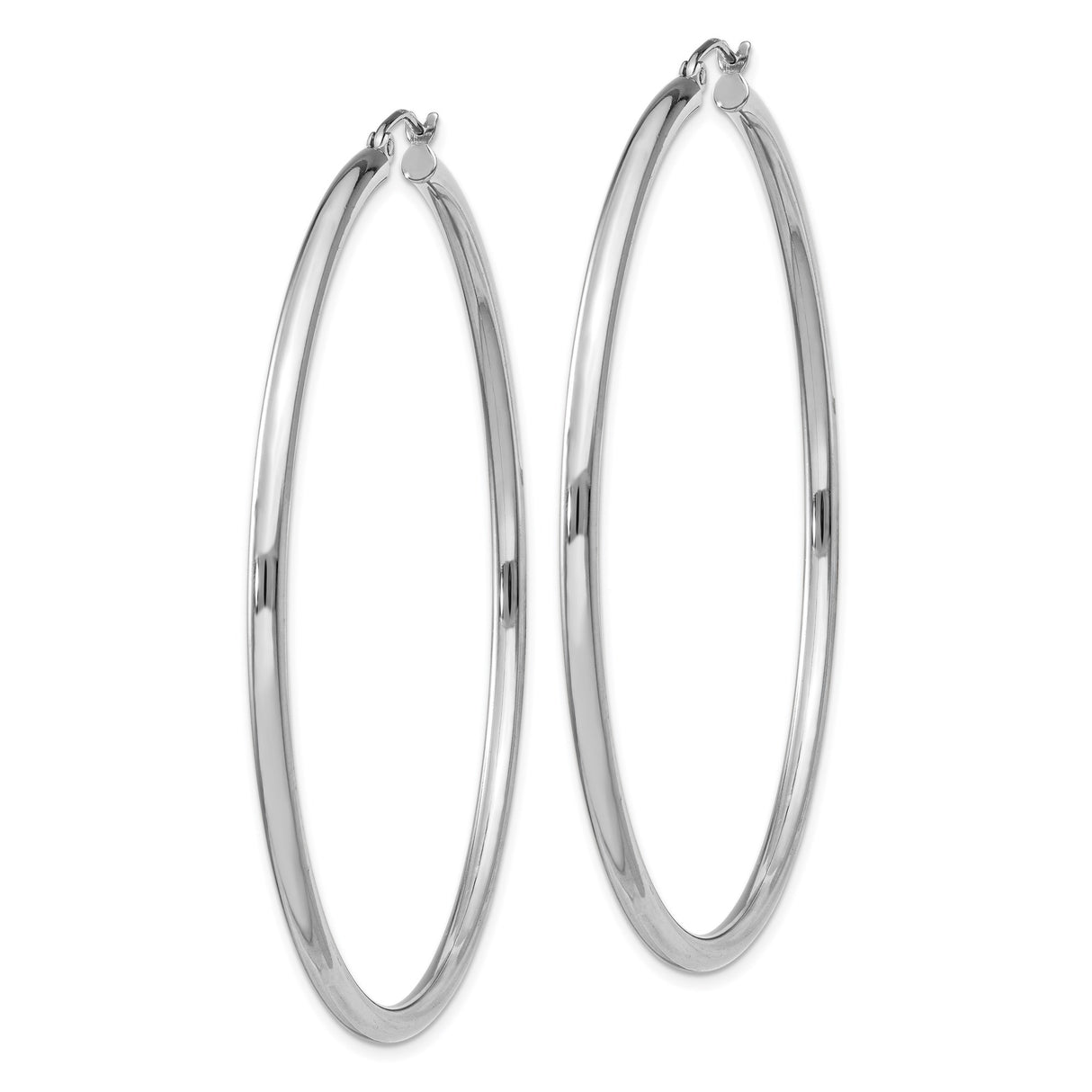 Sterling Silver Hoop Earrings, Large Round Tube, Polished Minimalist Style for Women