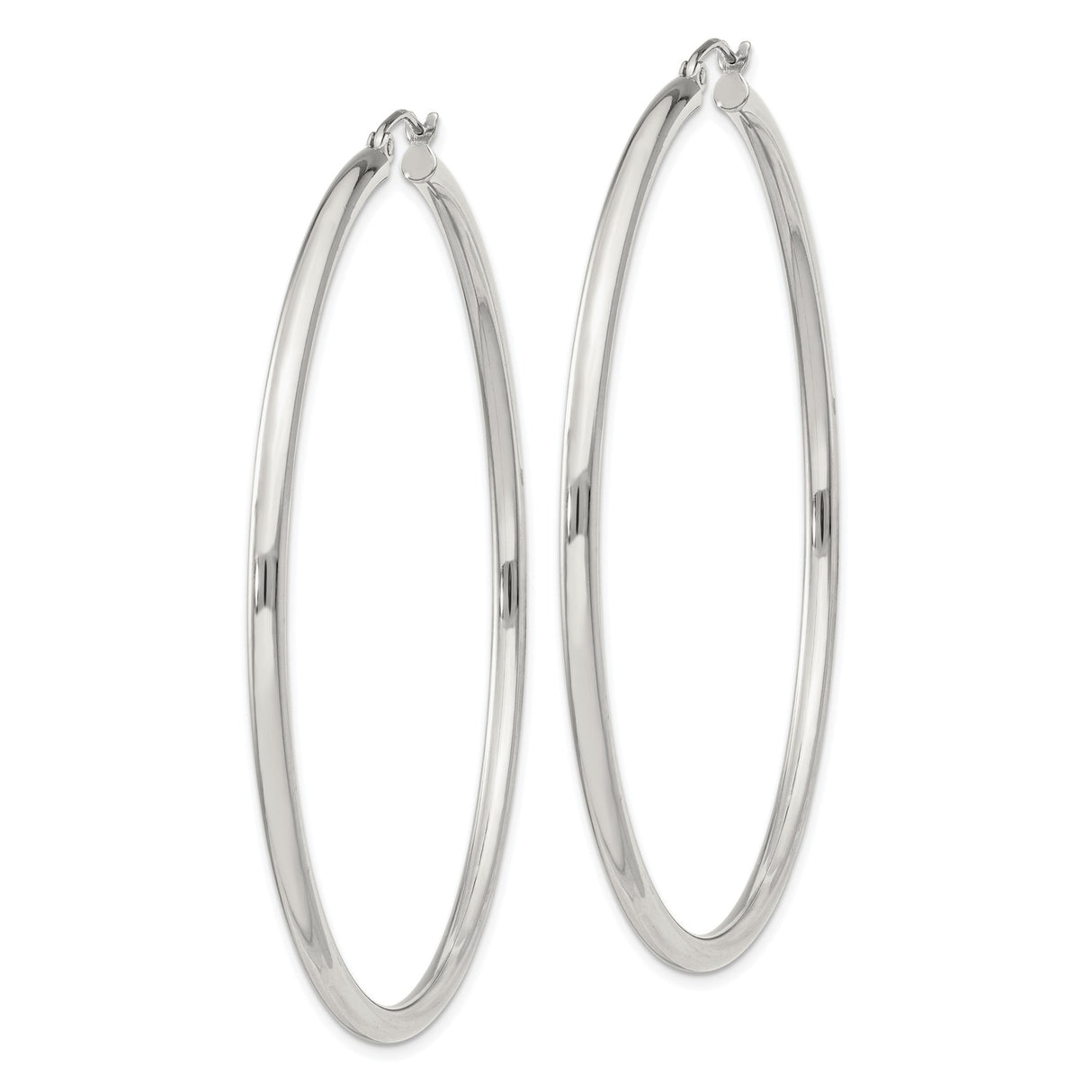 Sterling Silver Large Hoop Earrings, Classic Polished Round Design for Women