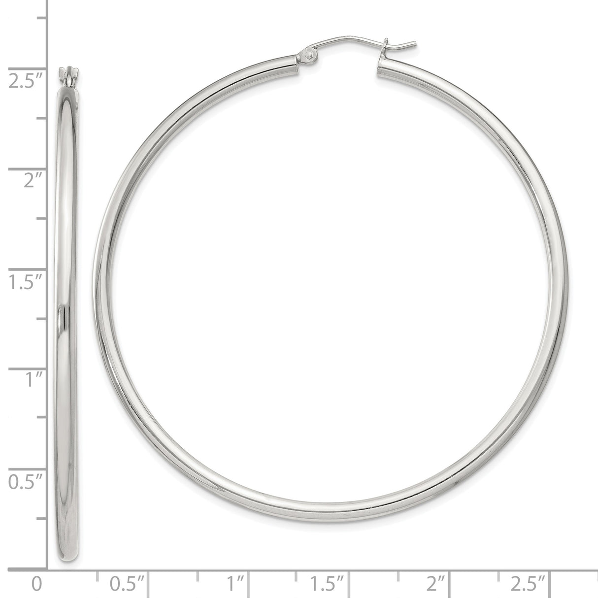 Sterling Silver Large Hoop Earrings, Classic Polished Round Design for Women