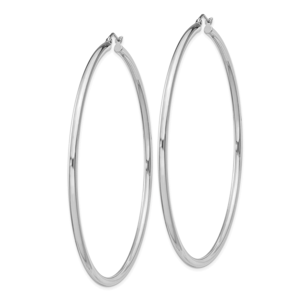 Sterling Silver Hoop Earrings, Large Round Tube Design with Polished Finish, Lightweight and Minimalist Style