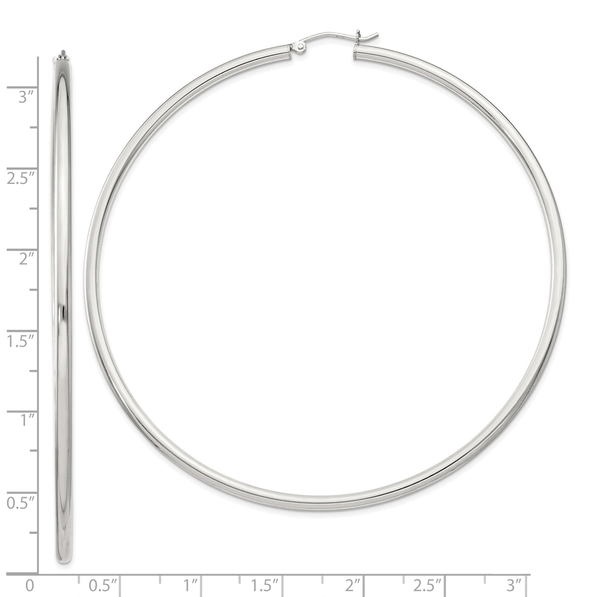 Sterling Silver Hoop Earrings, Large Minimalist Polished Round Hoops for Women