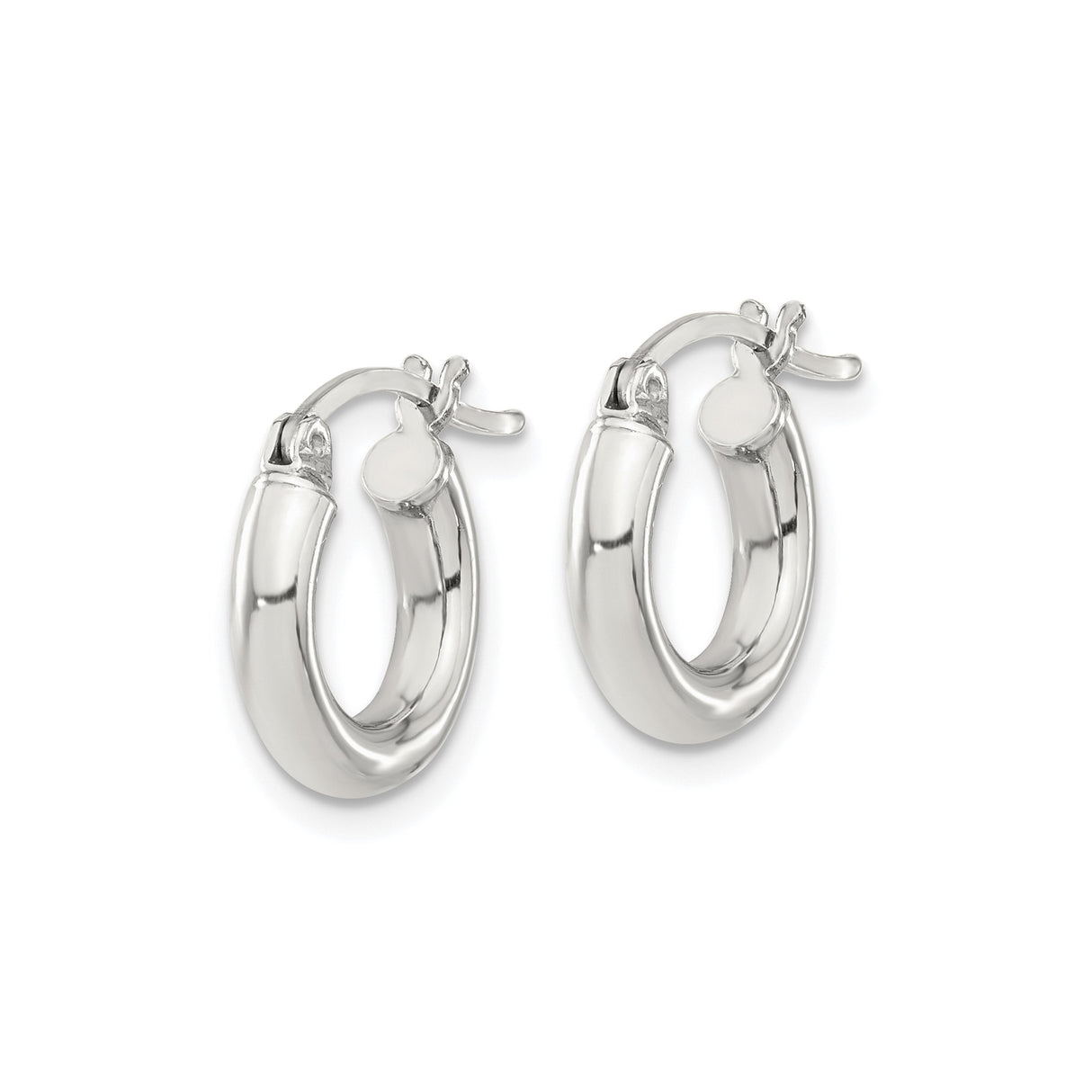 Sterling Silver Hoop Earrings, Polished Round Minimalist Design for Women