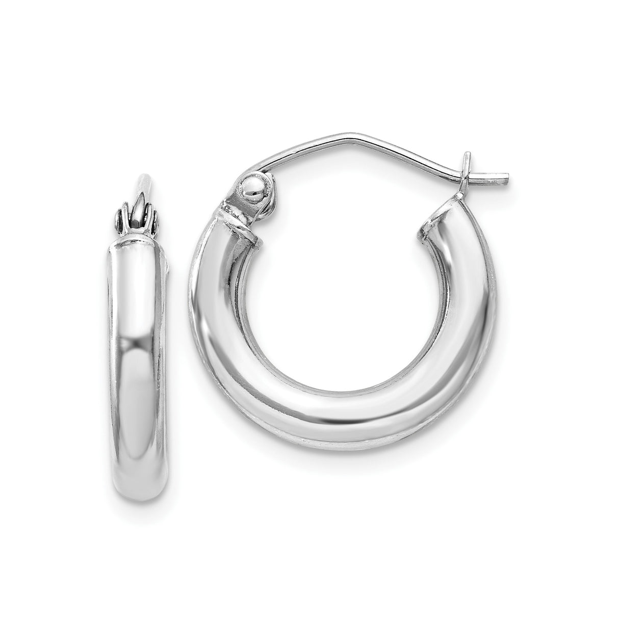 Sterling Silver Hoop Earrings, Lightweight Minimalist Round Design with Latch Back Closure