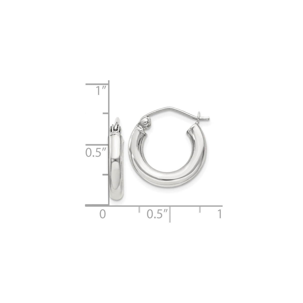 Sterling Silver Hoop Earrings, Smooth Round Minimalist Design with Hinged Latch Back