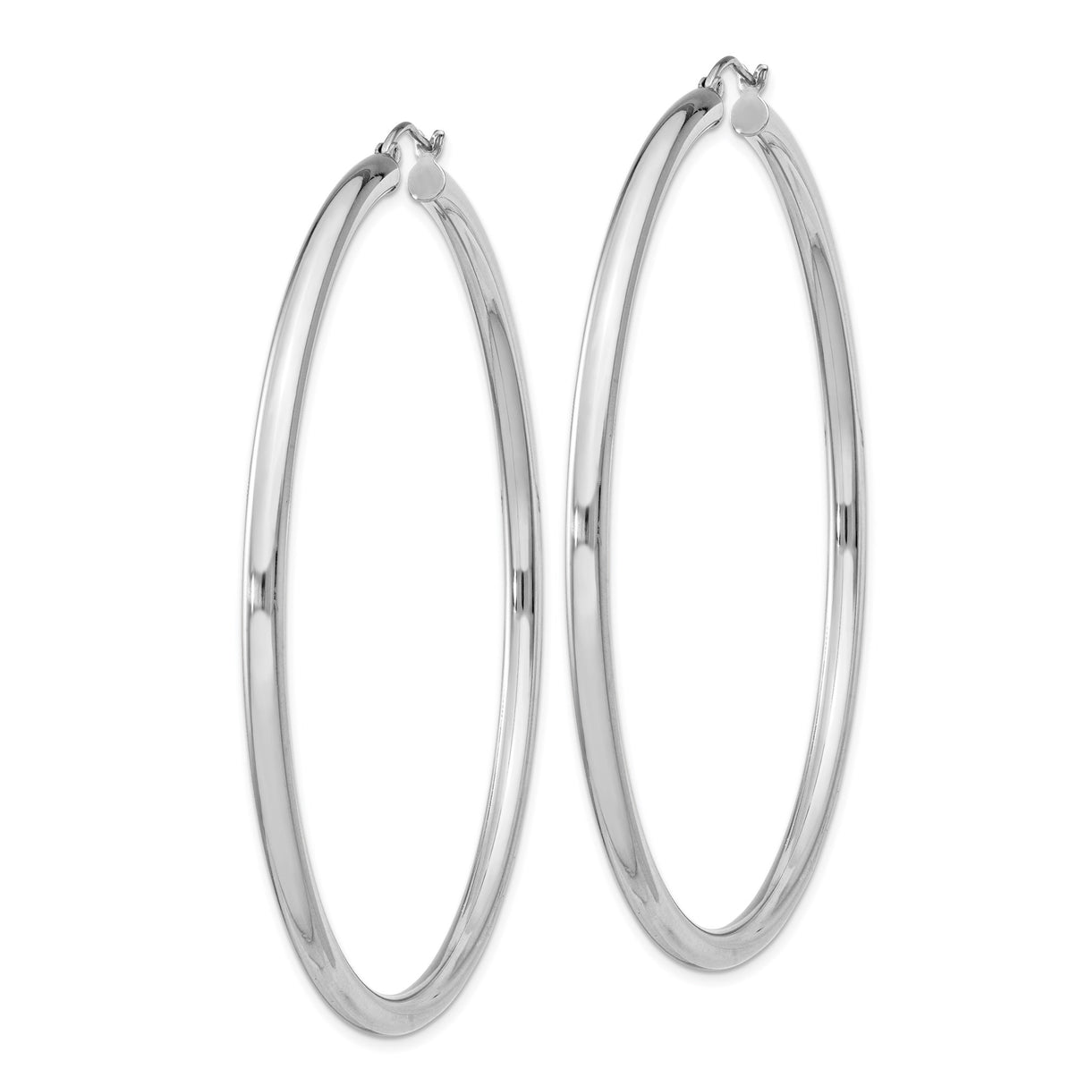 Sterling Silver Hoop Earrings, Large Polished Tube Design, Lightweight Modern Style for Women