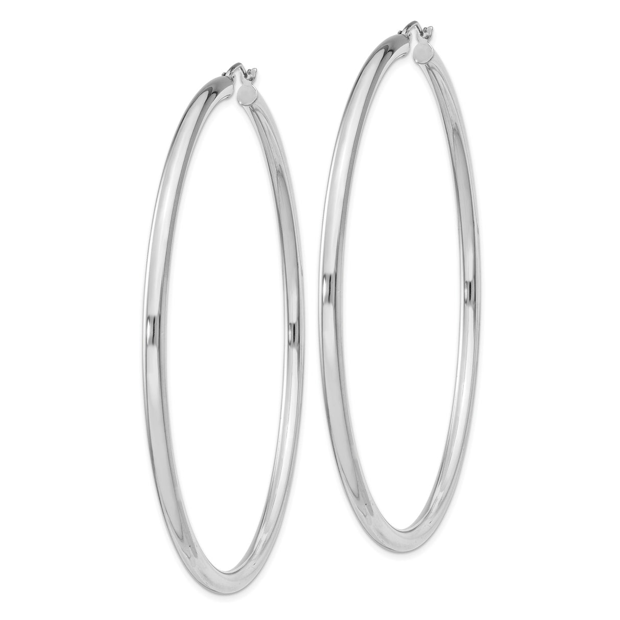 Sterling Silver Hoop Earrings, Large Round Tube with Polished Finish, Minimalist Modern Style