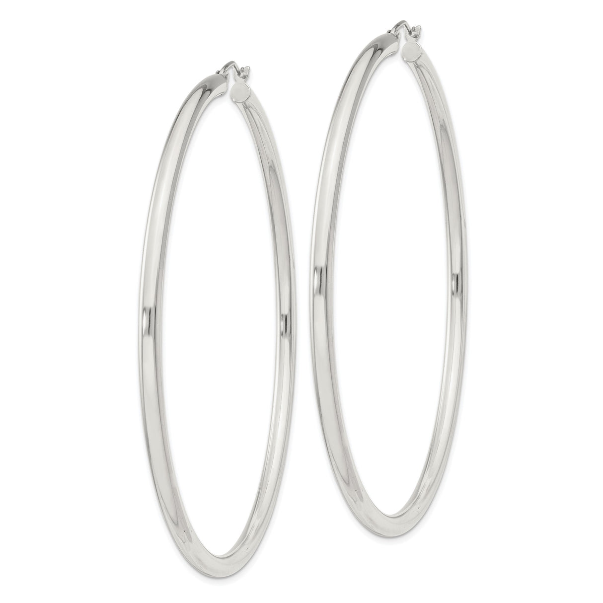 Sterling Silver Hoop Earrings, Large Round Design with Polished Finish, Lightweight and Minimalist Style