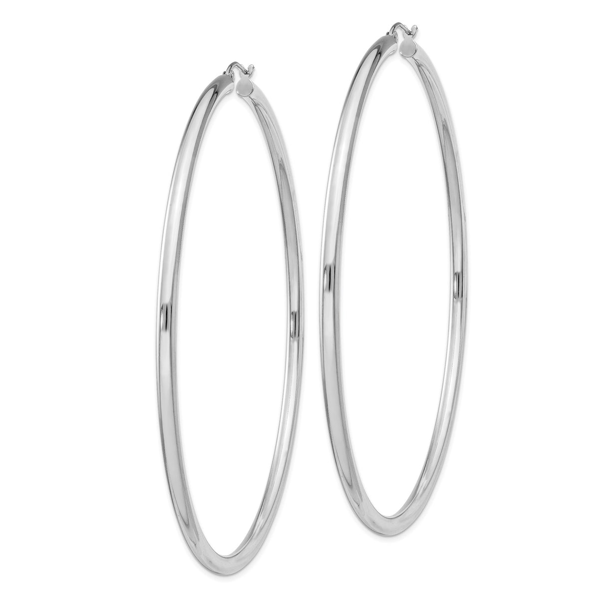 Sterling Silver Hoop Earrings, Large Polished Round Tube, Minimalist Modern Design for Women