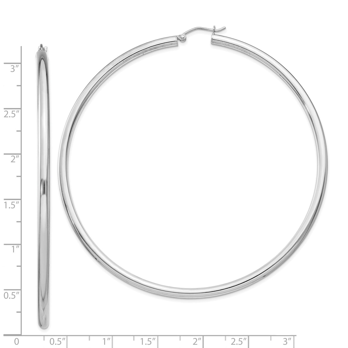 Sterling Silver Hoop Earrings, Large Polished Round Tube, Minimalist Modern Design for Women