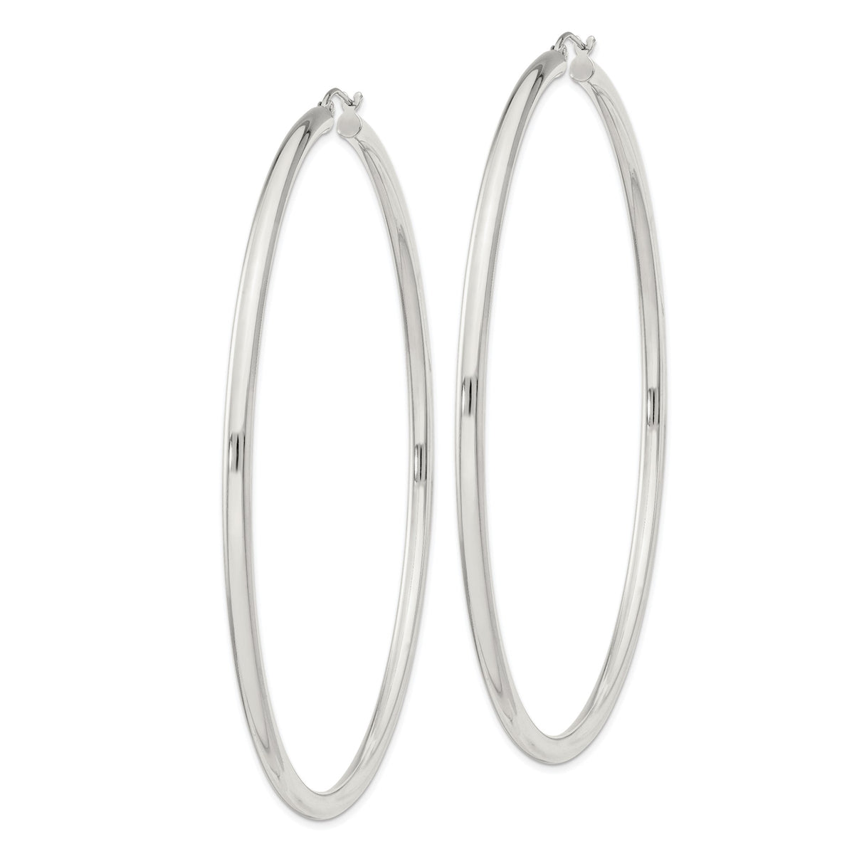 Sterling Silver Hoop Earrings, Large Round Polished Hoops, Minimalist Classic Design for Women