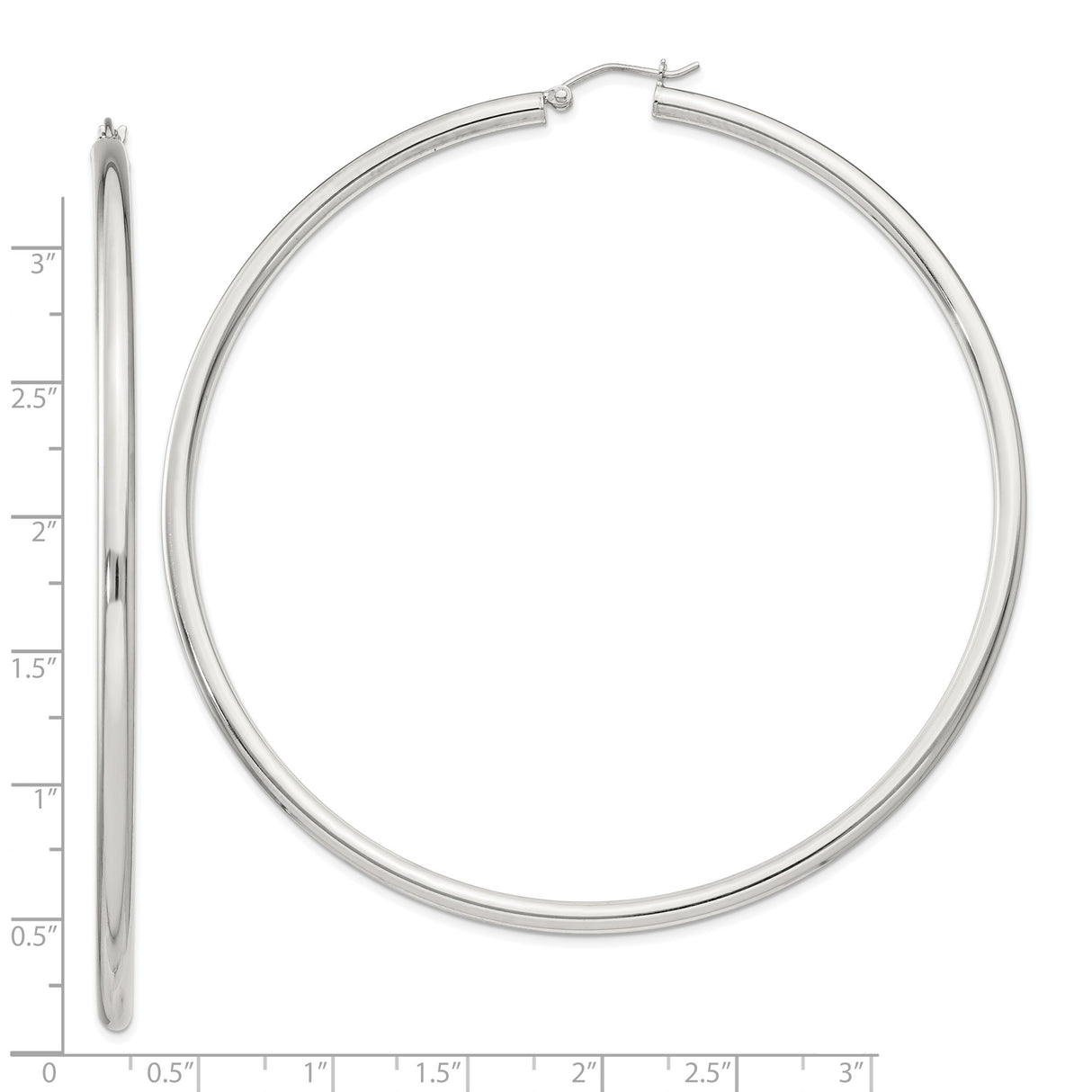 Sterling Silver Hoop Earrings, Large Round Polished Hoops, Minimalist Classic Design for Women