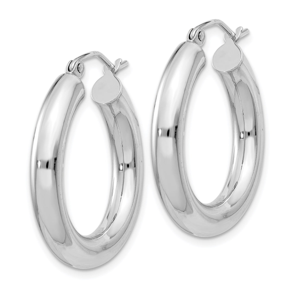 Sterling Silver Hoop Earrings, Medium Round Polished Hoops with Minimalist Design for Women