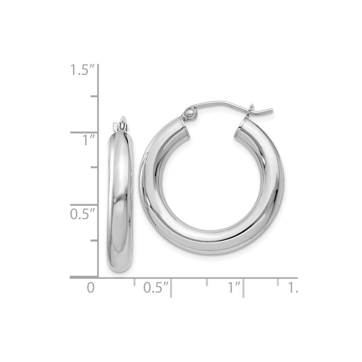 Sterling Silver Hoop Earrings, Medium Round Polished Hoops with Minimalist Design for Women