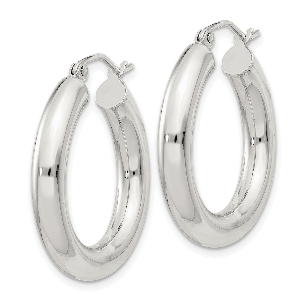 Sterling Silver Hoop Earrings, Classic Medium Round Lightweight Design for Women