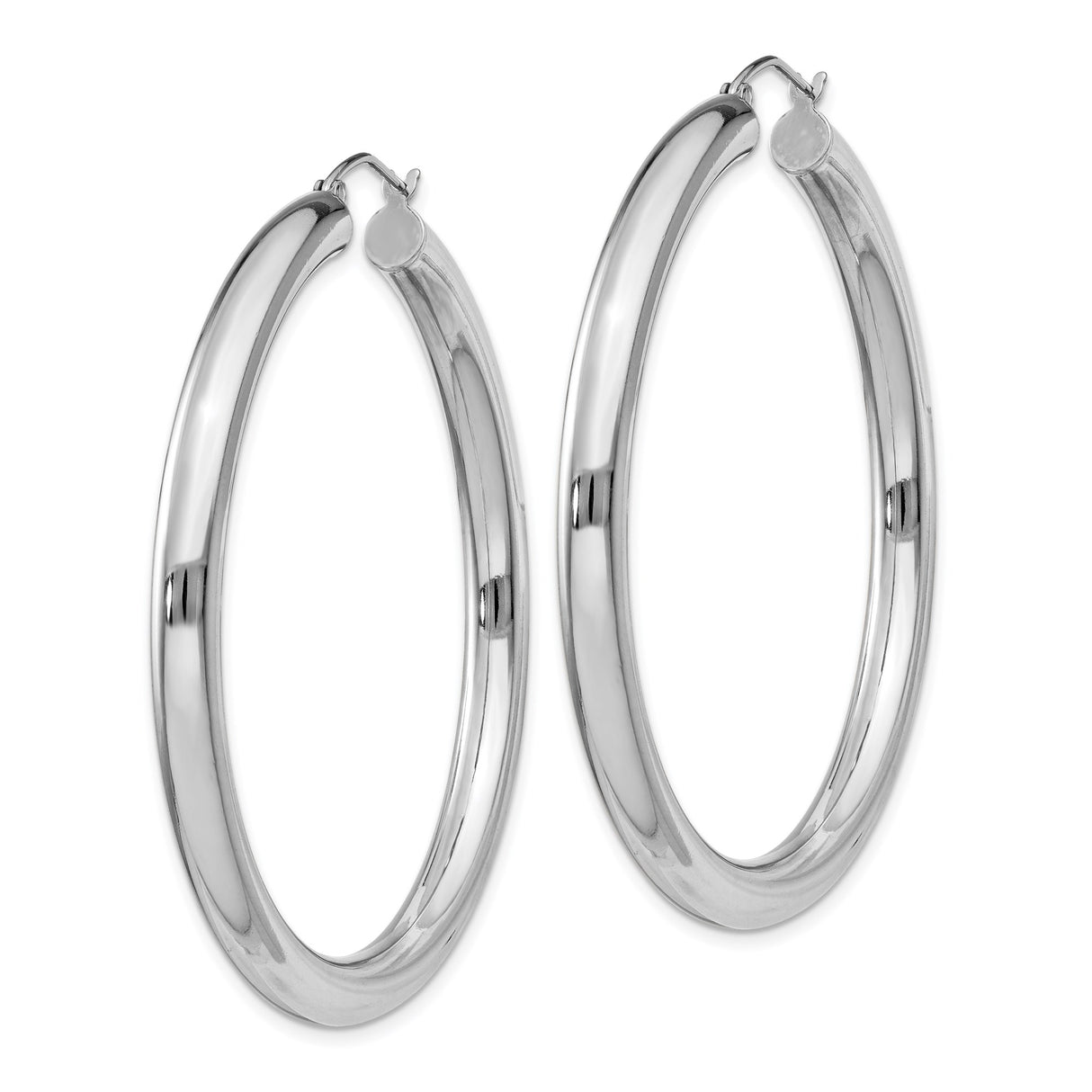 Sterling Silver Hoop Earrings, Large Polished Round Lightweight Design for Women