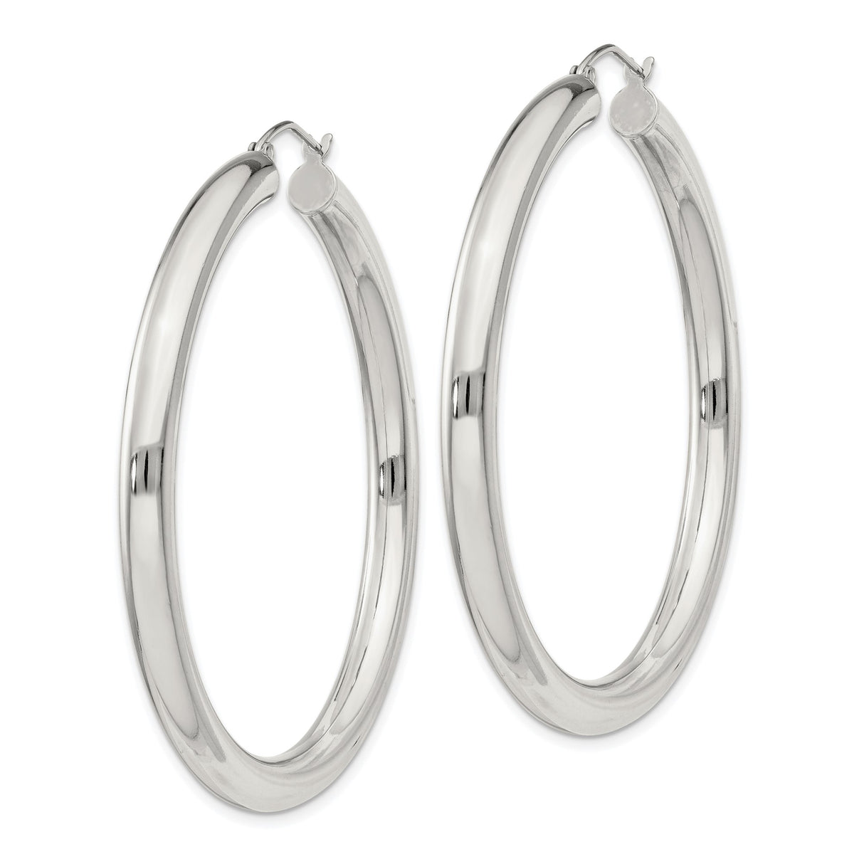 Sterling Silver Hoop Earrings, Medium to Large Round Polished Hoops, Minimalist Modern Style