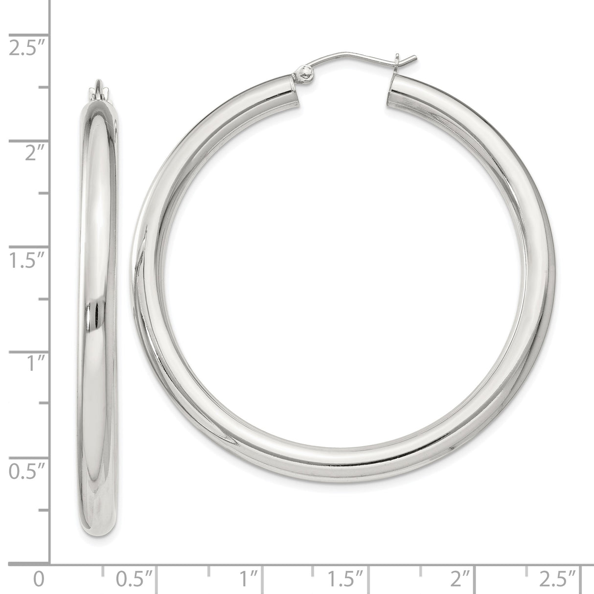 Sterling Silver Hoop Earrings, Medium to Large Round Polished Hoops, Minimalist Modern Style