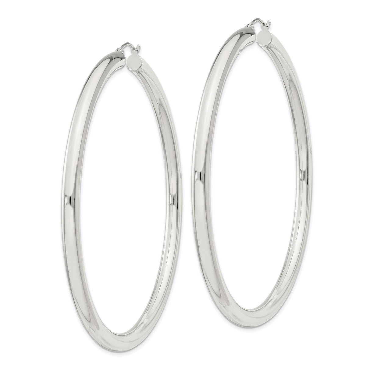 Sterling Silver Hoop Earrings, Lightweight Smooth Polished Medium-Size Minimalist Style