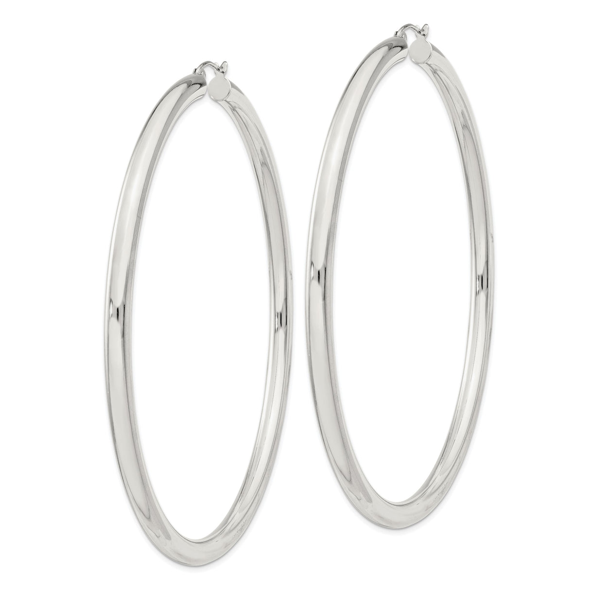 Sterling Silver Hoop Earrings, Large Round Polished Minimalist Design for Women